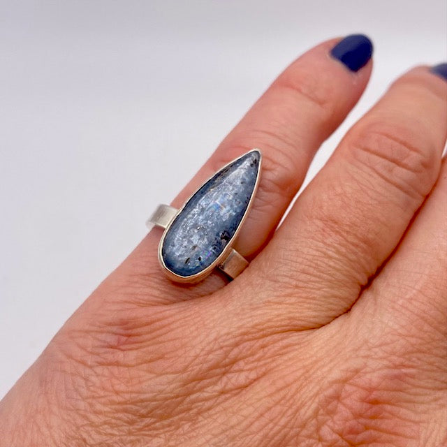 Big Blue Kyanite Tear Ring Size 6