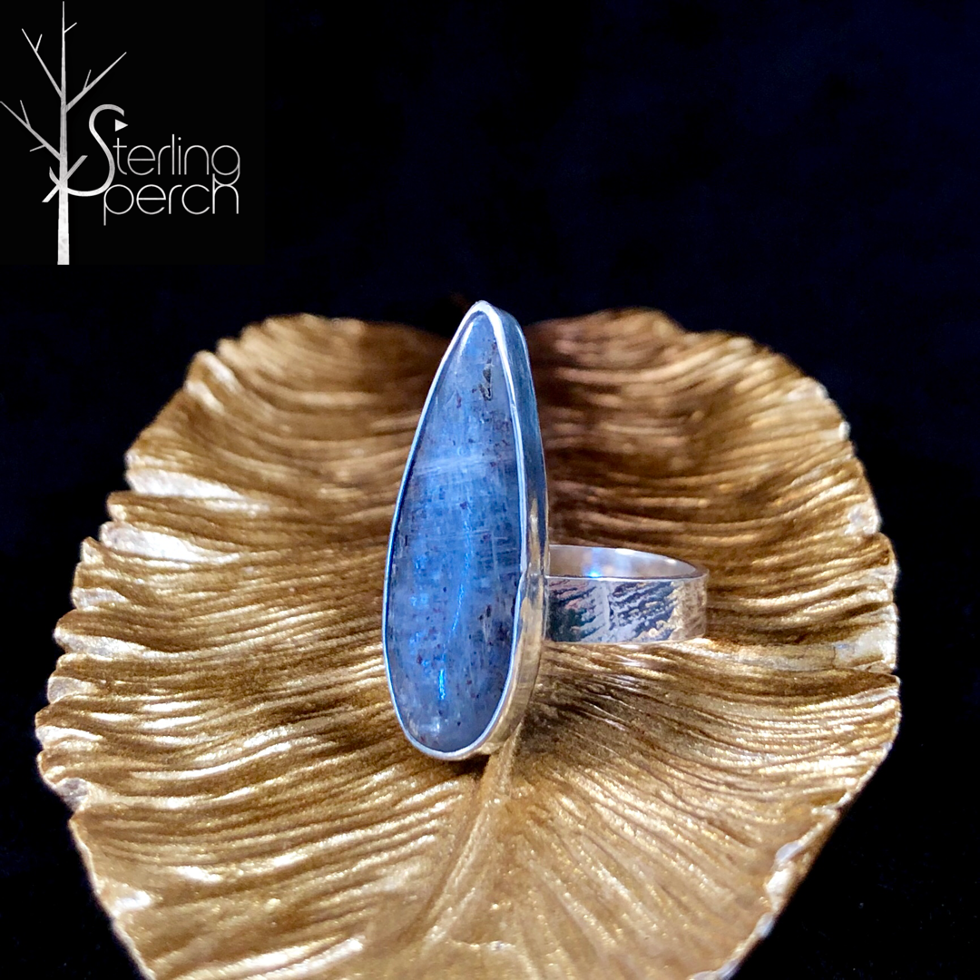 Big Blue Kyanite Tear Ring Size 6