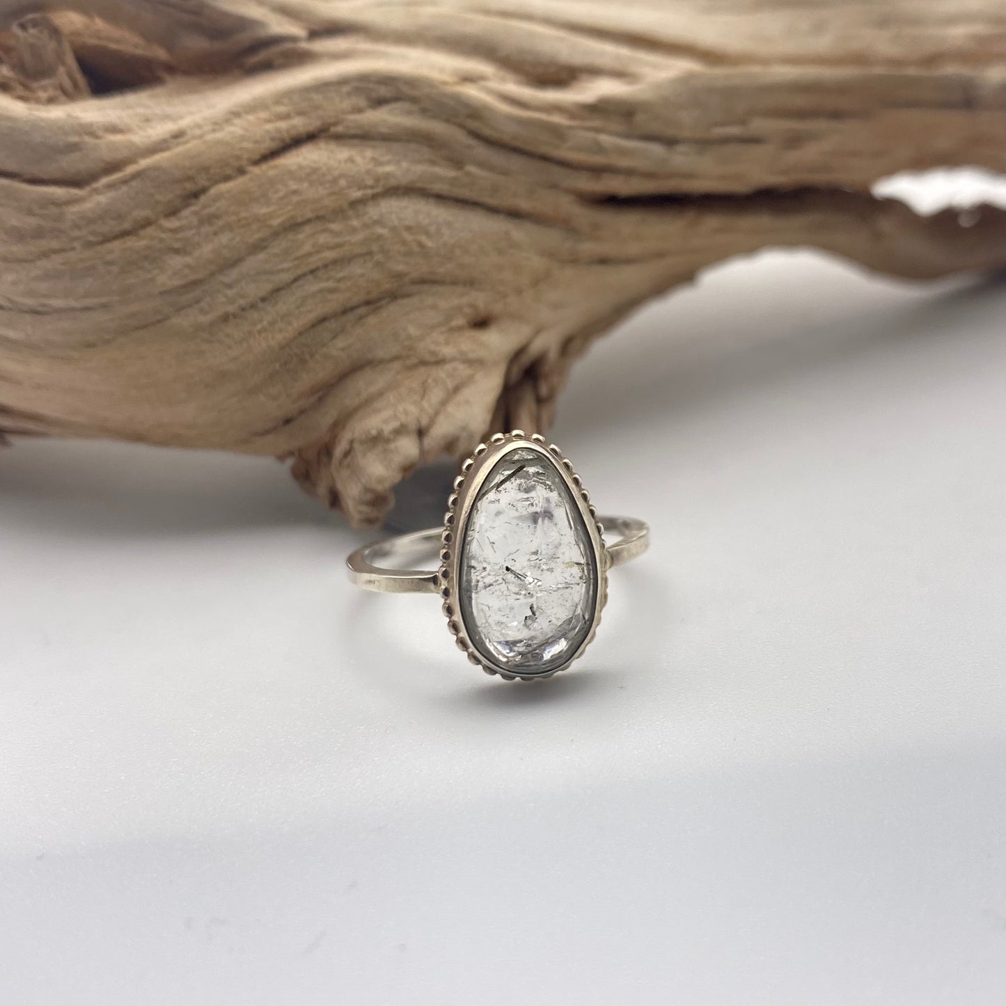 Baby Quartz Teardrop Ring size 7.5 & 8