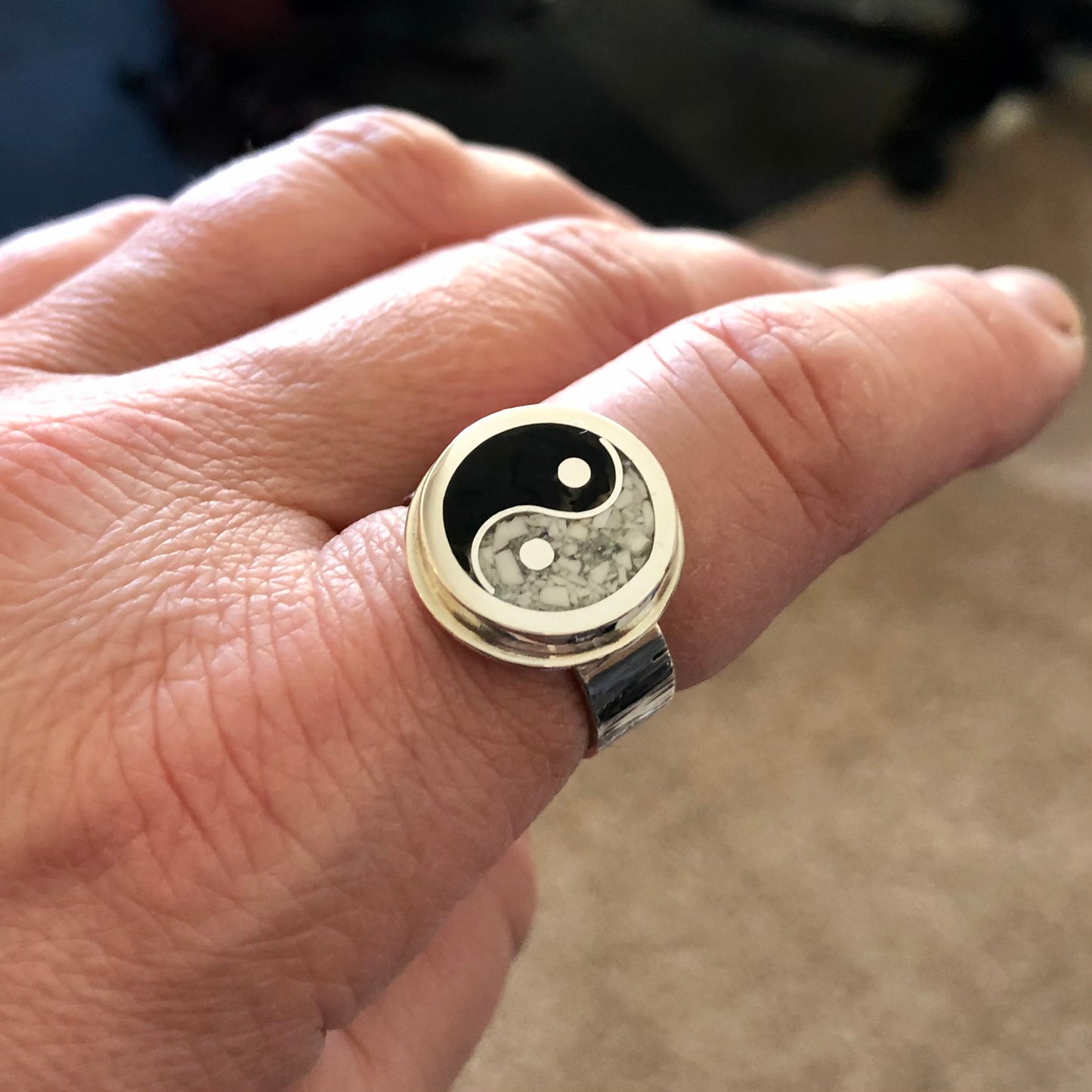 Yin To Yang Stone Inlay Ring or Pendant-MADE TO ORDER