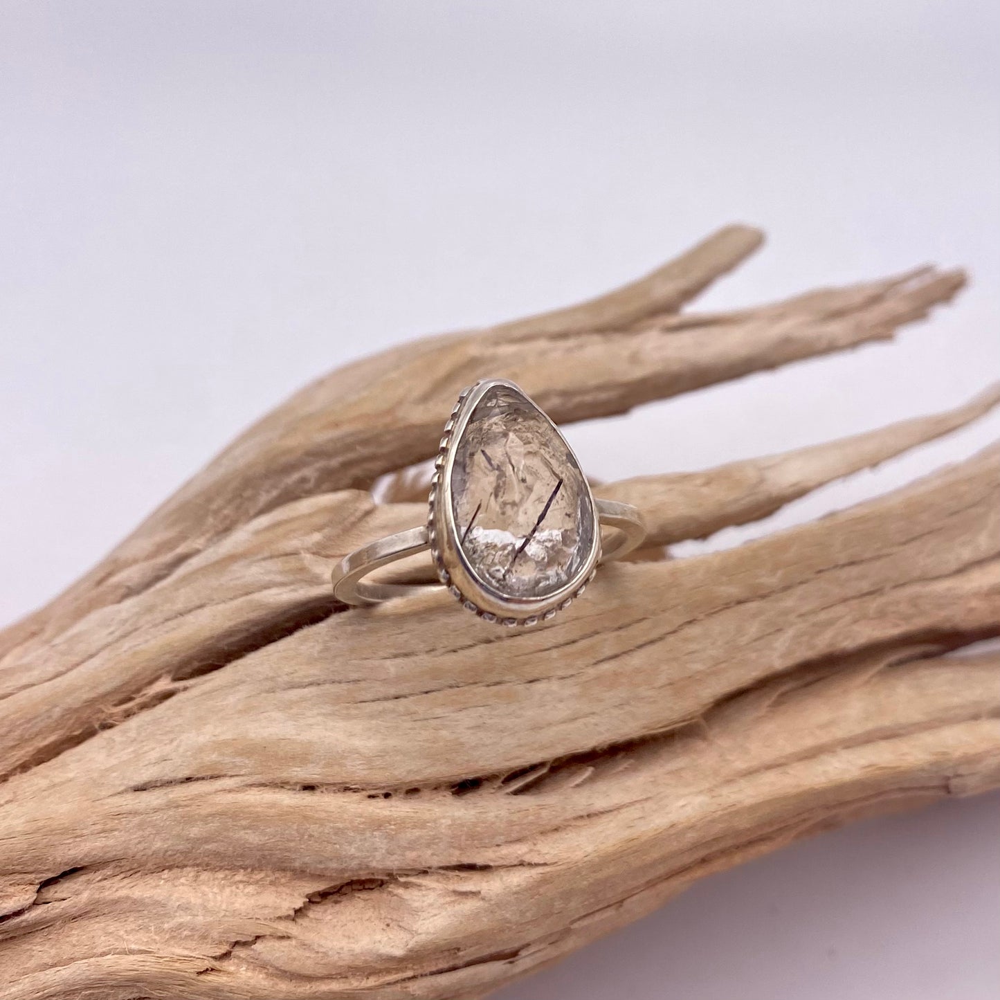 Baby Quartz Teardrop Ring size 7.5 & 8