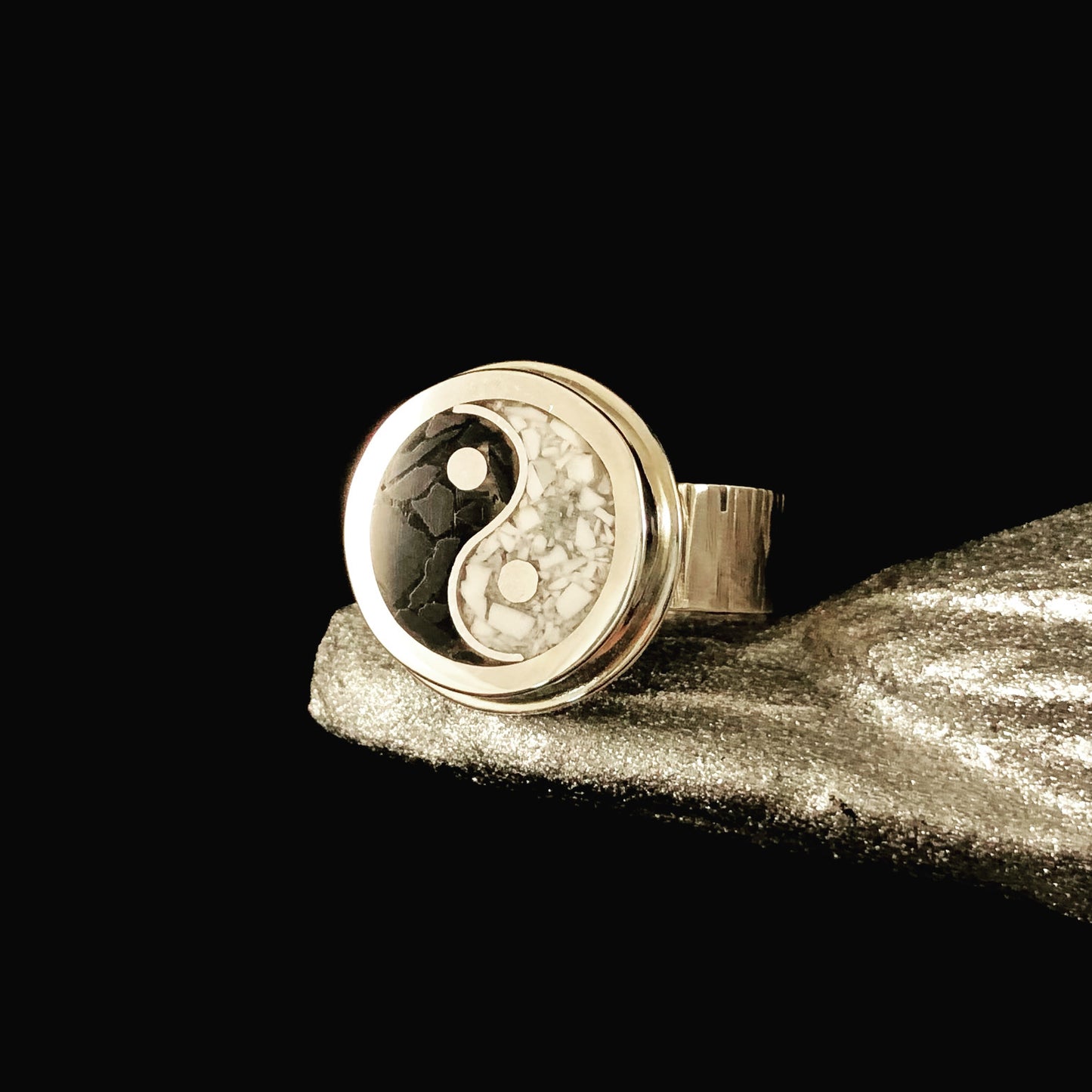 Yin To Yang Stone Inlay Ring or Pendant-MADE TO ORDER