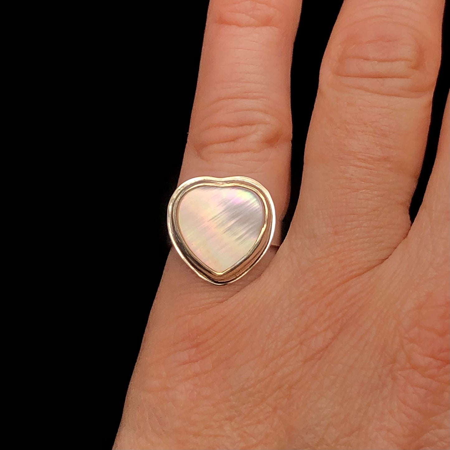 Mother of Pearl Heart Rings