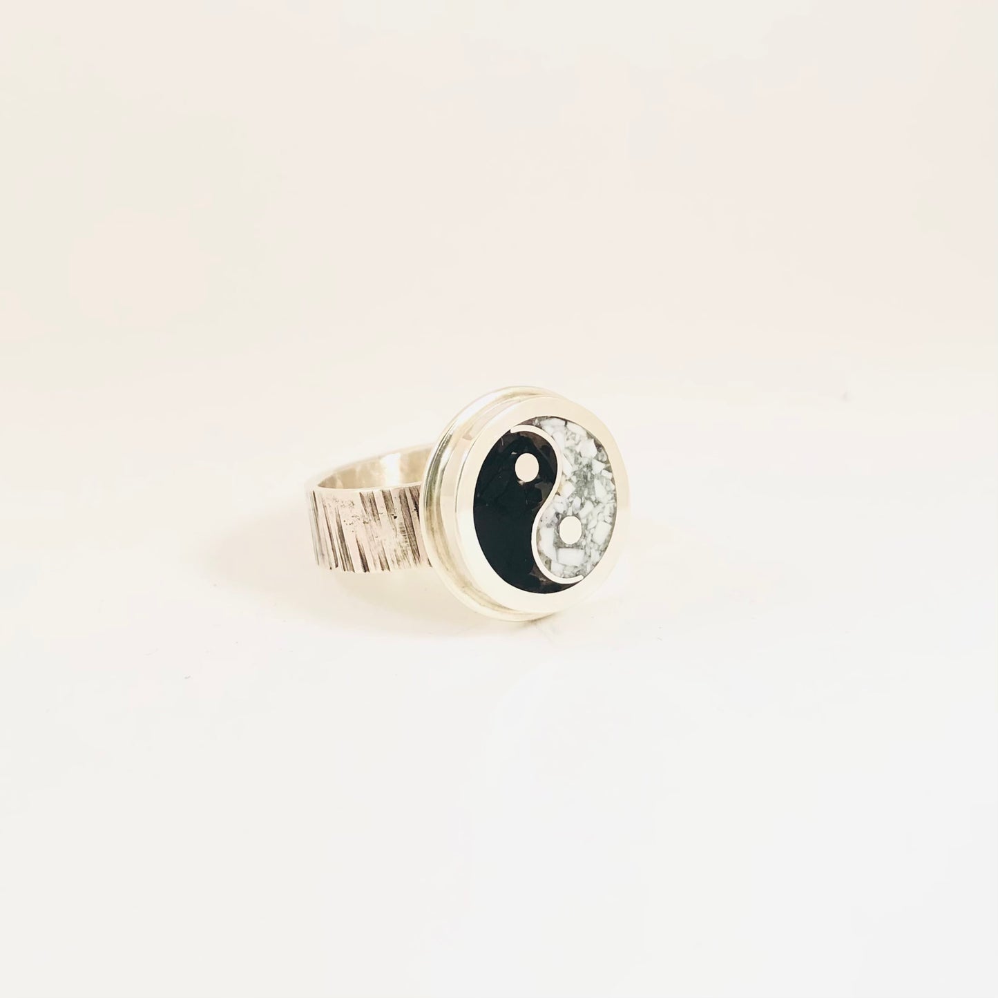 Yin To Yang Stone Inlay Ring or Pendant-MADE TO ORDER