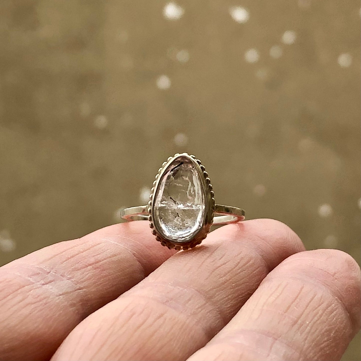 Baby Quartz Teardrop Ring size 7.5 & 8