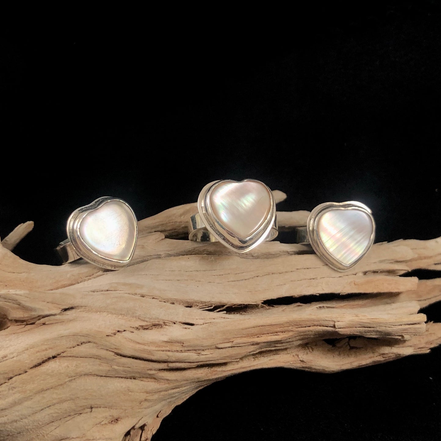 Mother of Pearl Heart Rings