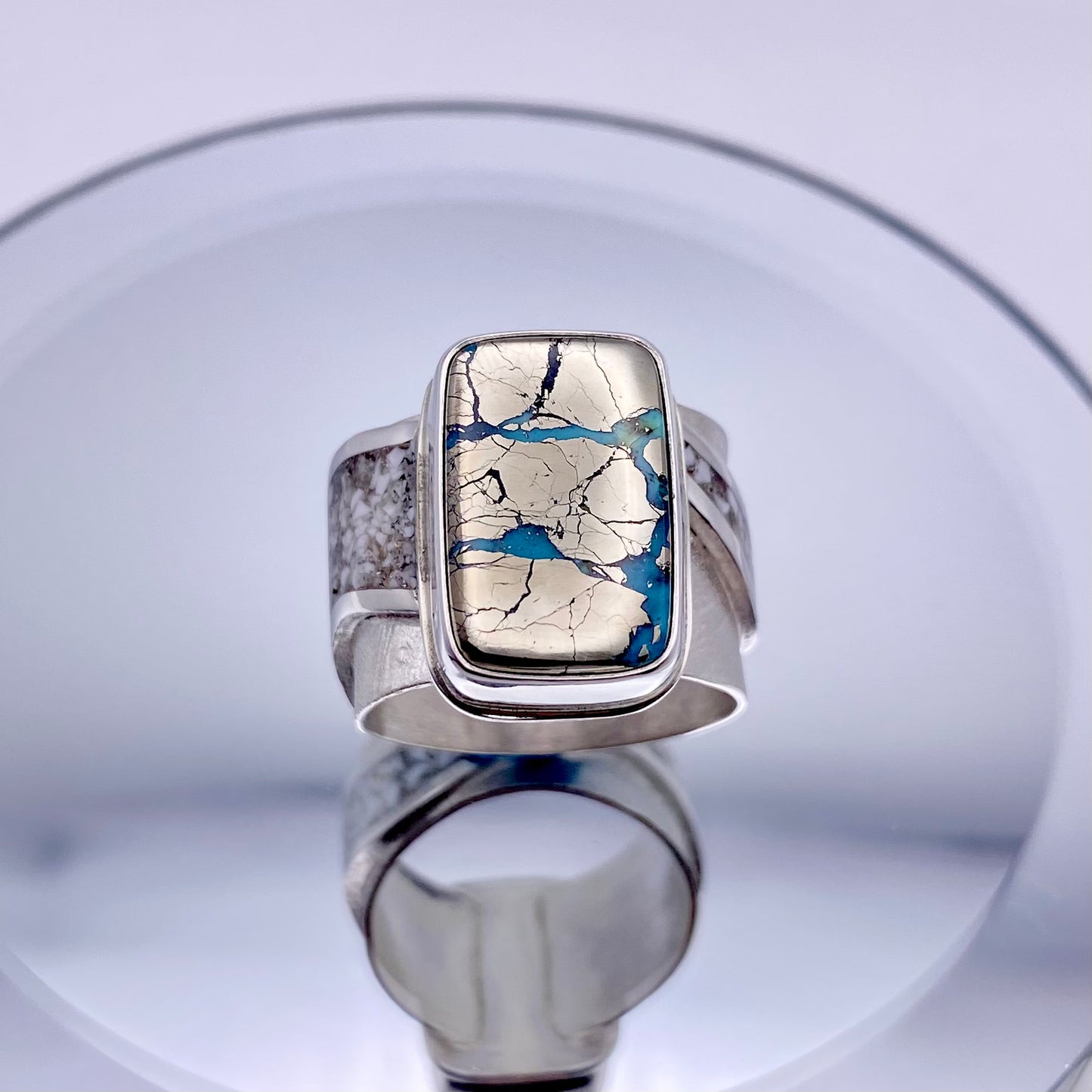 custom Morenci turquoise inlay ring
