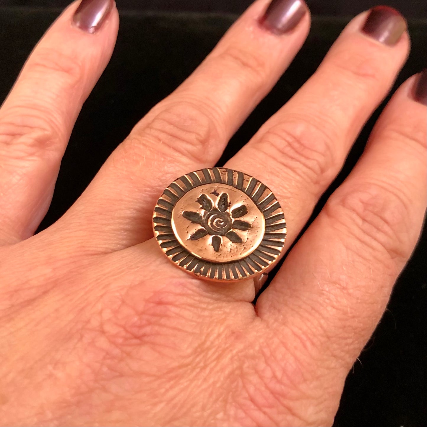 Copper Sunburst Ring-size 7.5