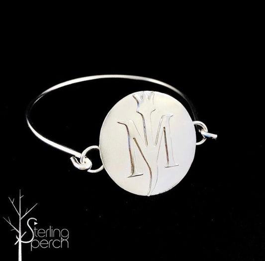 Your Initial Sterling Silver Circle Bracelet: MADE TO ORDER